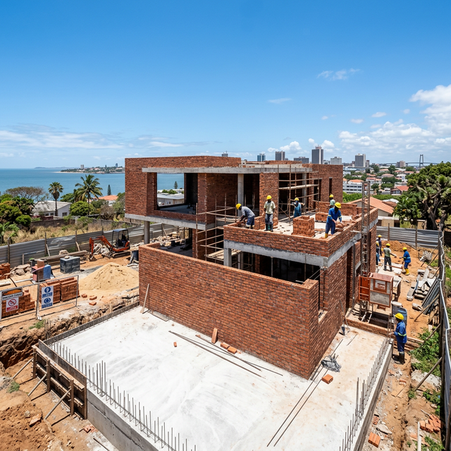 Construction team working on a new building in Maputo